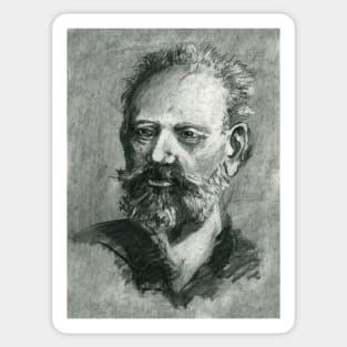 Pyotr Ilyich Tchaikovsky - charcoal portrait Sticker